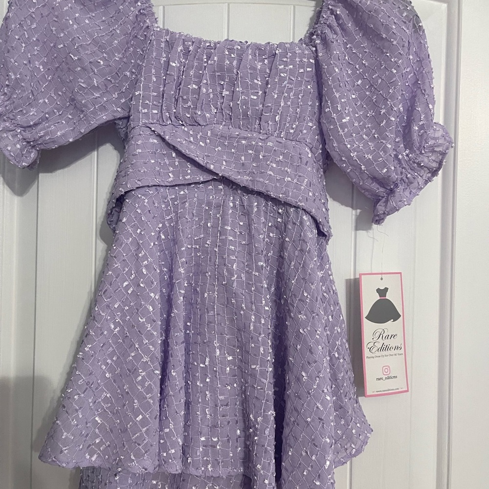 Rare Editions Lavender Puff-Sleeve Peplum Top
